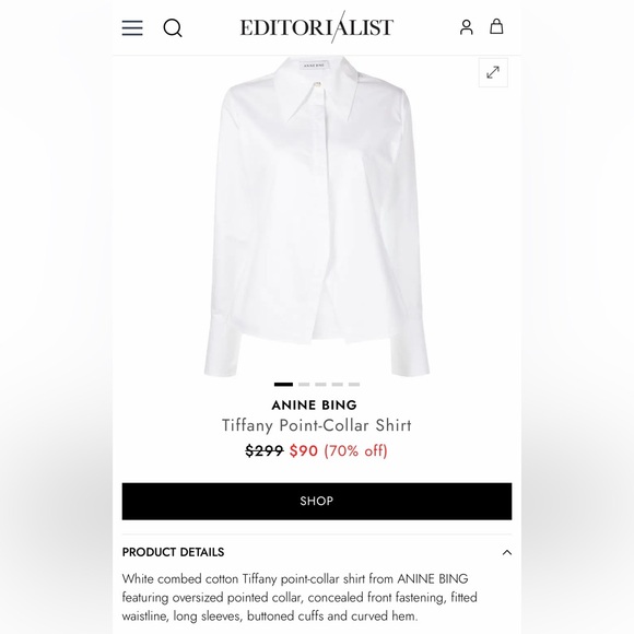 Anine Bing Tiffany Cotton Button Down - Picture 6 of 6